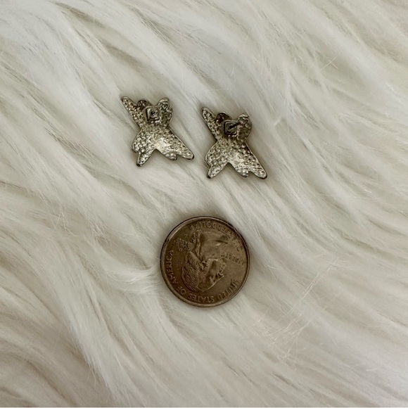 Vintage Stylized Cross X 3/4” Silver-Tone Pierced Earrings - Picture 3 of 4